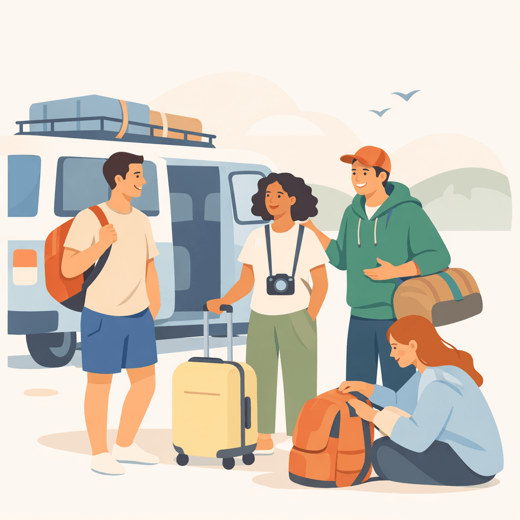 Friends traveling together.
